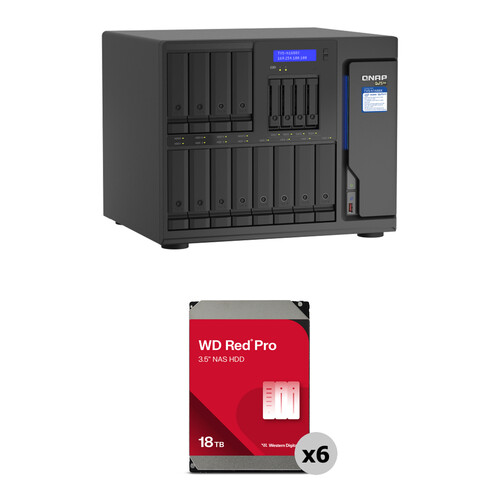 QNAP 108TB TVS-h1688X 16-Bay NAS Enclosure Kit (6 x 18TB)