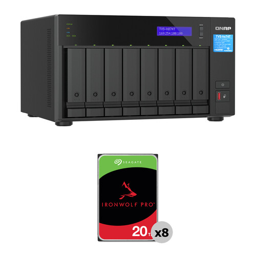 QNAP 160TB TVS-h874T 8-Bay NAS Enclosure Kit (8 x 20TB)