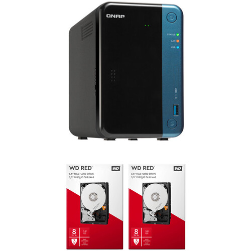 QNAP 16TB TS-253Be 2-Bay NAS Enclosure Kit with WD NAS Drives (2