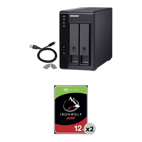QNAP 24TB TR-002 2-Bay USB 3.2 Gen 2 RAID Expansion Enclosure