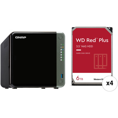 QNAP 24TB TS-453D 4-Bay NAS Enclosure Kit with WD NAS Drives (4 x 6TB)