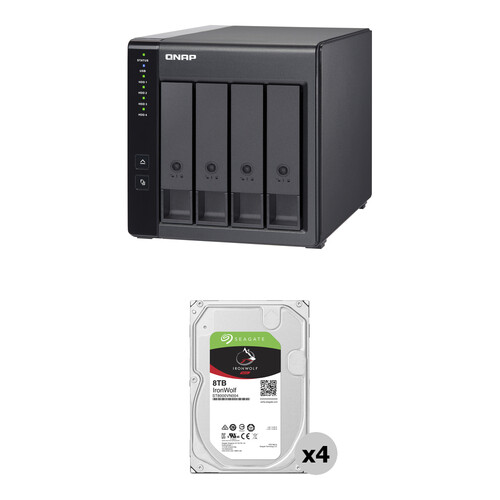 QNAP 32TB TR-004 4-Bay USB 3.2 Gen 1 RAID Expansion Enclosure Kit with Seagate IronWolf HDDs (4 x 8TB)