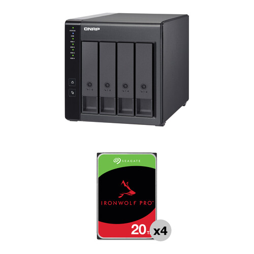 QNAP 80TB TR-004 4-Bay USB 3.2 Gen 1 RAID Expansion Enclosure Kit with Seagate IronWolf Pro HDDs (4 x 20TB)