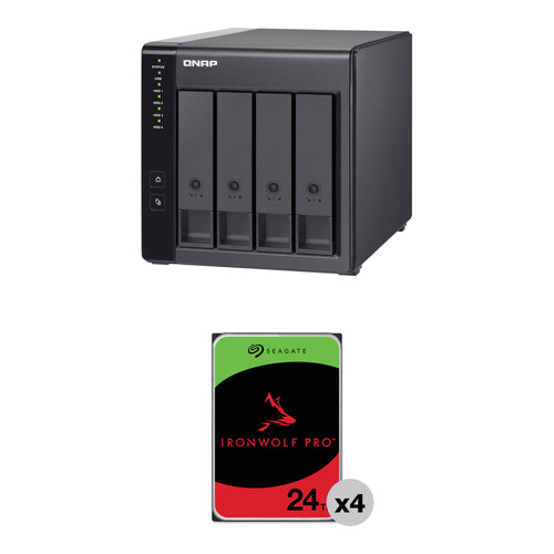 QNAP 96TB TR-004 4-Bay USB 3.2 Gen 1 RAID Expansion Enclosure Kit with Seagate IronWolf Pro HDDs (4 x 24TB)