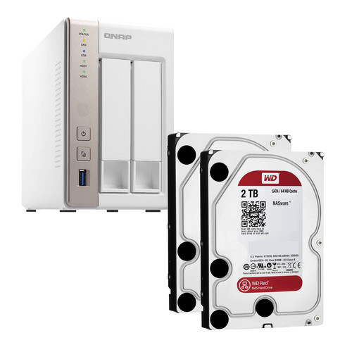 QNAP TS-251 4TB (2 x 2TB) 2-Bay NAS Server Kit with WD Red Drives