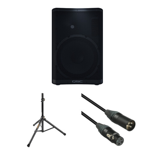 QSC CP12 Compact Loudspeaker with Stand and Cable Kit