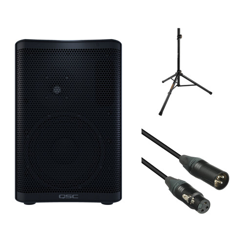 QSC CP8 Compact Loudspeaker with Stand and Cable Kit
