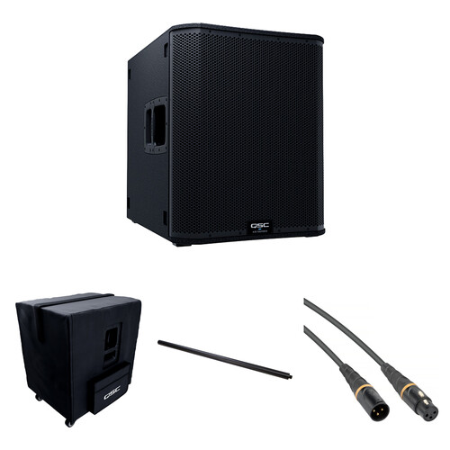 QSC KS118 18" 3600W Active Subwoofer Kit with Cover, Speaker Pole, and Cable
