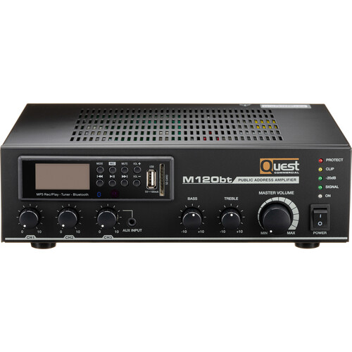 Quest Commercial M120bt Compact 120W Amplifier and Mixer with Bluetooth