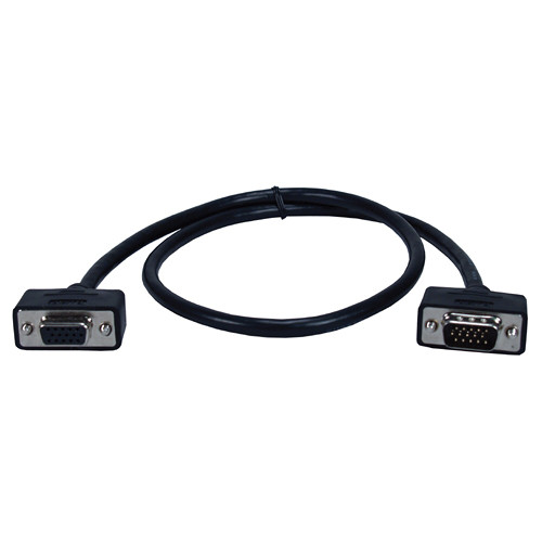 QVS UltraThin Tri-Shield Male to Female 15-Pin VGA Cable (2')