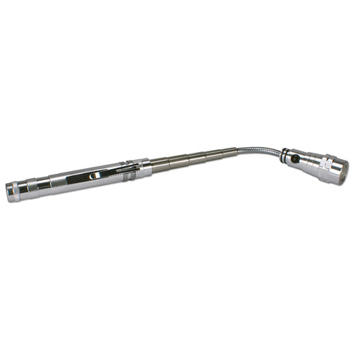 QVS Extendable Magnetic LED Flashlight with Flexible Neck (Silver)