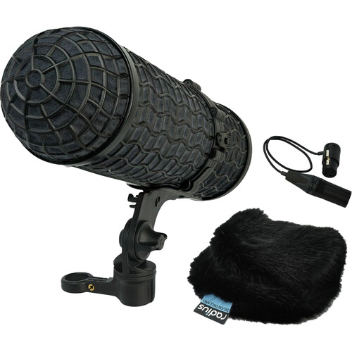 Radius Mini-ALTO 250 Blimp Windshield with RAD-2 Kit, PG Handle & XLR Cable (Black, Multi-Pile)