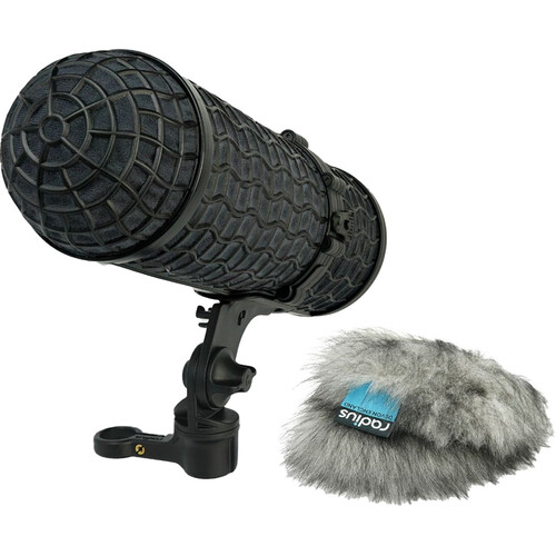 Radius Mini-ALTO 250 Blimp Windshield with RAD-2 Kit & PG Handle (Gray, Long-Pile)