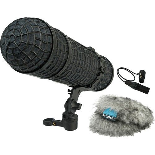 Radius Mini-ALTO 300 Blimp Windshield with RAD-2 Kit, PG Handle & XLR Cable (Gray, Long-Pile)