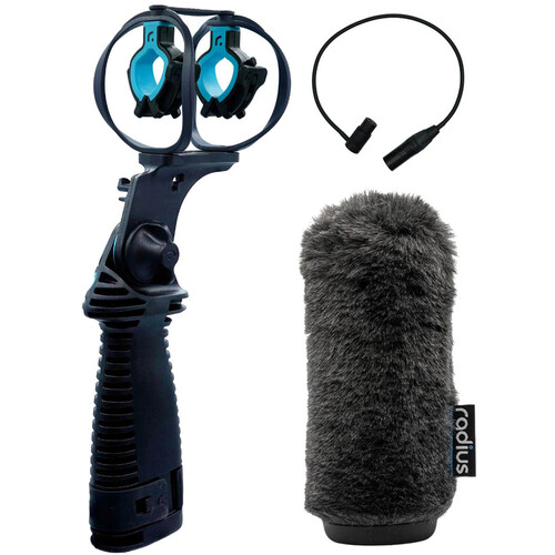 Radius RAD-3 Shockmount with Pistol Grip Handle, XLR Cable, and 7" Windshield