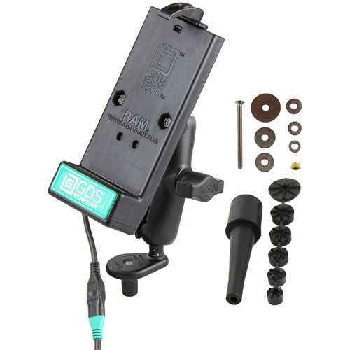 RAM Mounts Fork Stem Motorcycle Mount with Universal GDS Phone Charging Dock for IntelliSkin Sleeve