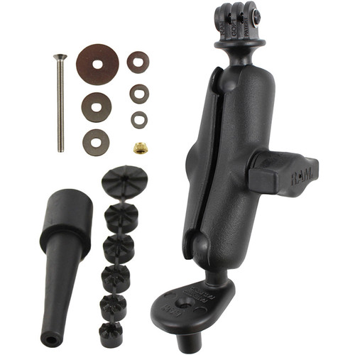 RAM Mounts Fork Stem Mount, Double Socket Arm, & 1" Diameter Ball with Custom GoPro Hero Adapter