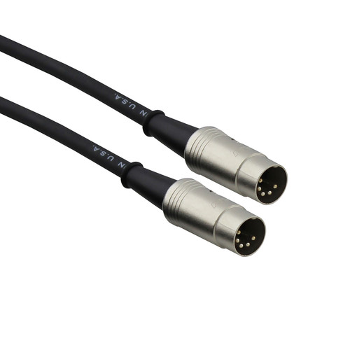 RapcoHorizon MIDI Active 5-Pin Male to 5-Pin Male Cable (100', Black)