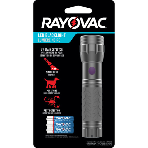 RAYOVAC Brite Essentials 3AAA LED Pet Stain Detector UV Flashlight