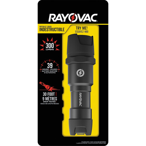 RAYOVAC Virtually Indestructible 300-Lumen 3AAA LED Flashlight