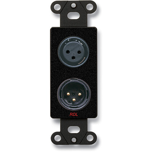 RDL DB-XLR2 Decora Wall Plate with XLR 3-Pin Female & 3-Pin Male Connectors (Black)