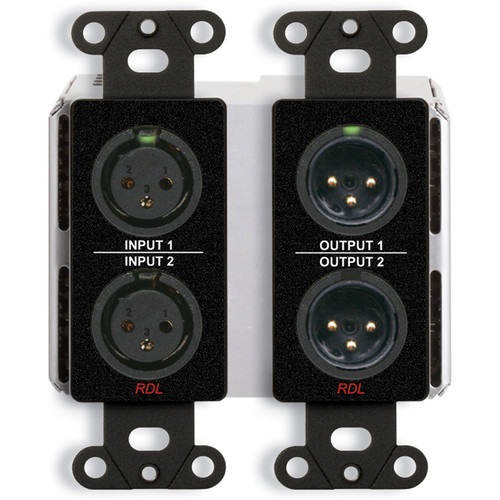 RDL DDB-BN22 2 x 2 Wallmounted Bi-Directional Mic/Line Dante Interface (Black)