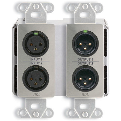 RDL DDS-BN22 2 x 2 Wallmounted Bi-Directional Mic/Line Dante Interface (Stainless Steel)