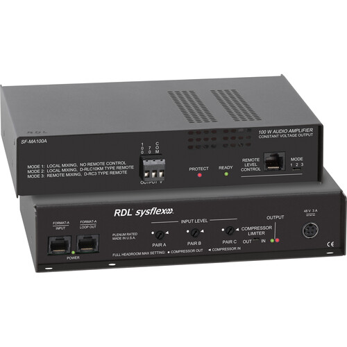 RDL Format-A to 100 W Mono Audio Mixer-Amplifier - 70 V Or 100 V