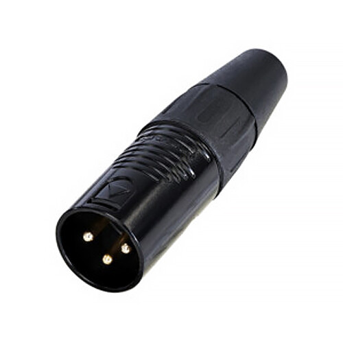 Rean 3-Pin XLR Connector with Black Housing and Gold-Plated Contacts (Male)