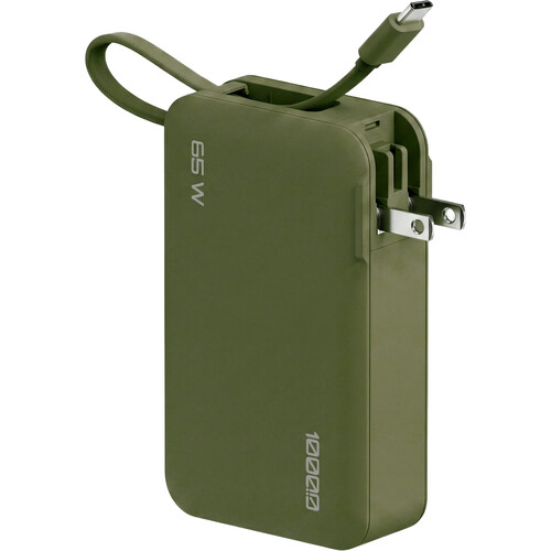 ReelCharge Flex USB-C Power Bank with Folding Prongs (10,000mAh, 65W, Green)