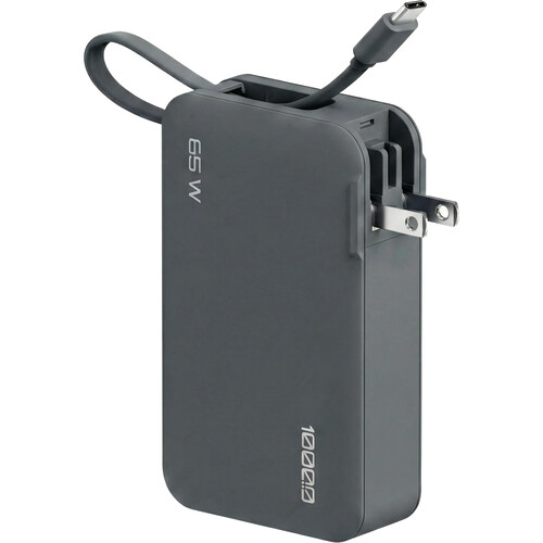ReelCharge Flex USB-C Power Bank with Folding Prongs (10,000mAh, 65W, Gray)