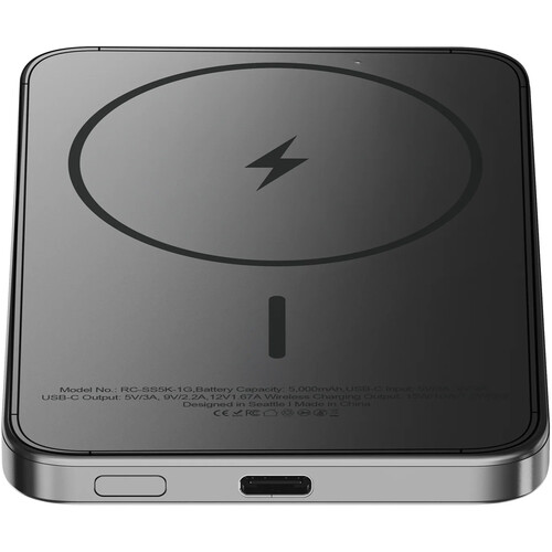 ReelCharge Semi-Solid State Wireless Power Bank (5000mAh, Gray)