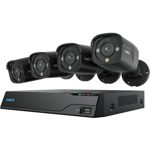 Reolink NVS8-8MB4-B 8-Channel 8MP NVR with 2TB HDD & Four 8MP Bullet Cameras (Black)