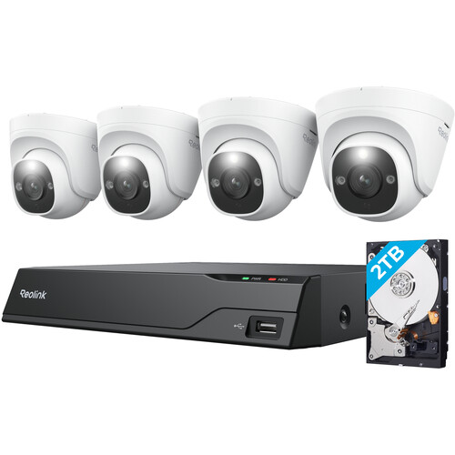 Reolink NVS8-8MD4 8-Channel Intelligent 4K UHD Surveillance Kit with NVR, 2TB HDD & 4x 8MP Dome Cameras