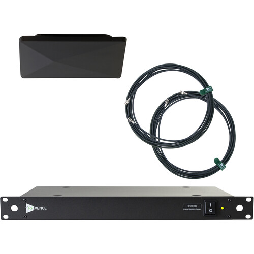 RF Venue Diversity Architectural Antenna & DISTRO4 4-Channel UHF Distribution System Pack (Black, 470 to 616 MHz)