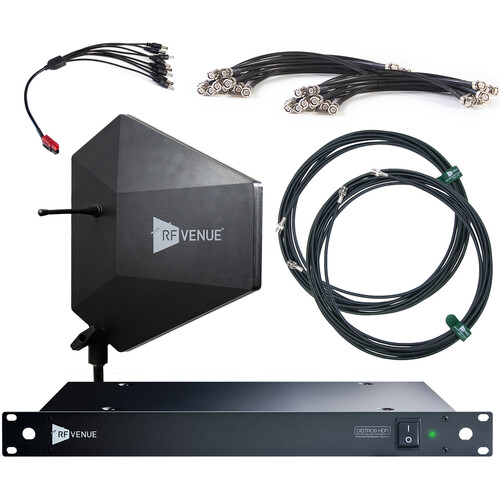 RF Venue Diversity Fin IPX Antenna & DISTRO9 HDR 9-Channel UHF Distribution System Bundle (Black, 470 to 928 MHz)