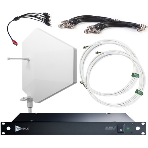 RF Venue Diversity Fin IPX Antenna & DISTRO9 HDR 9-Channel UHF Distribution System Bundle (White, 470 to 928 MHz)