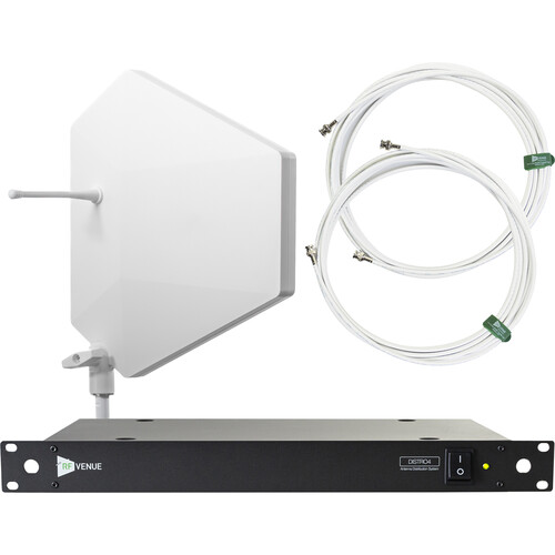 RF Venue Diversity Fin IPX Antenna & DISTRO4 4-Channel UHF Distribution System Bundle (White, 470 to 928 MHz)