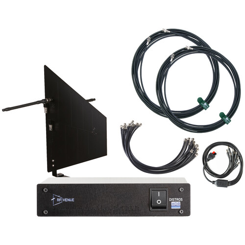 RF Venue Diversity Fin Wall-Mount Antenna & DISTRO5 5-Channel UHF Distribution System Bundle (Black, 470 to 698 MHz)