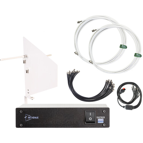 RF Venue Diversity Fin Wall-Mount Antenna & DISTRO5 5-Channel UHF Distribution System Bundle (White, 470 to 698 MHz)