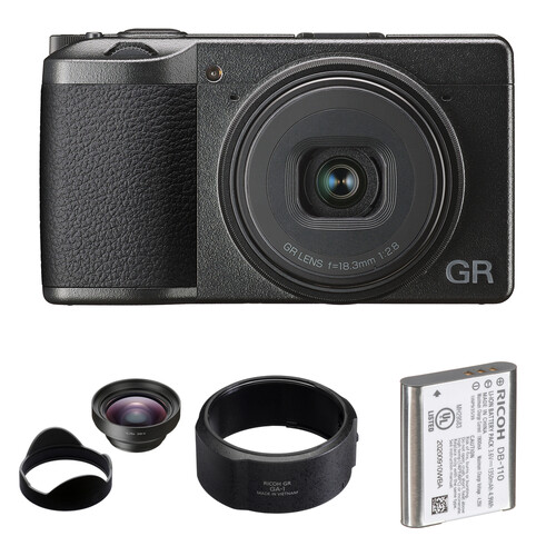 Ricoh GR III Digital Camera with GW-4 Wide Conversion Lens & Battery Kit