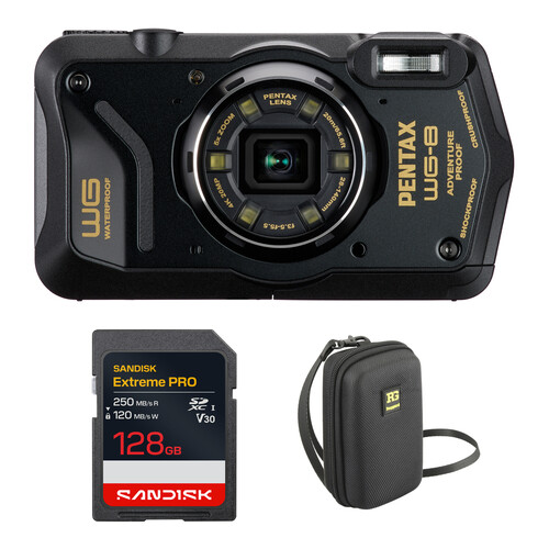 Ricoh PENTAX WG-8 Digital Camera with Complete Starter Bundle (Black)