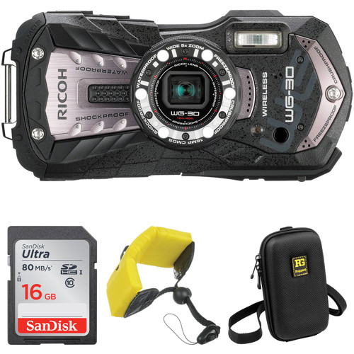 Ricoh WG-30W Digital Camera Basic Accessory Kit (Carbon Gray)