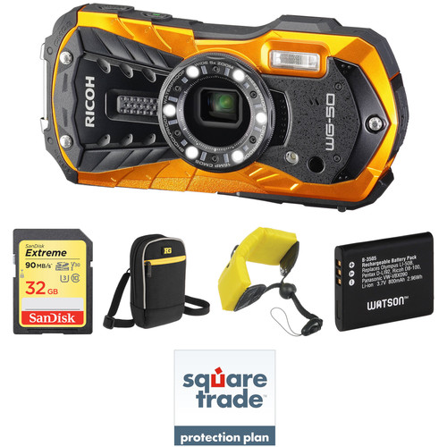 Ricoh WG-50 Digital Camera Deluxe Kit (Orange)