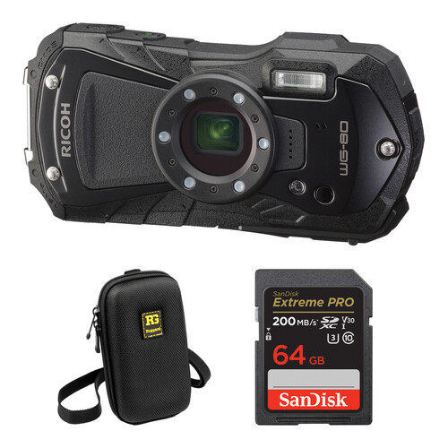 Ricoh WG-80 Digital Camera with Accessories Kit (Black) B&H