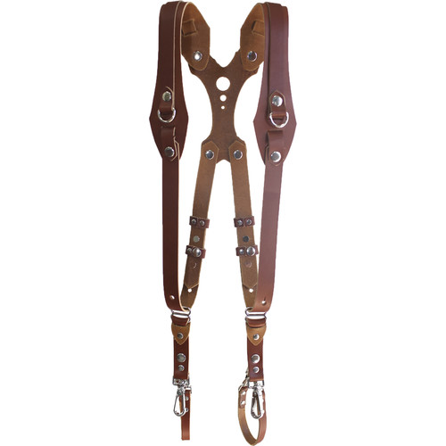 RL Handcrafts Clydesdale Lite Dual Leather Camera Harness (Medium, Tan)