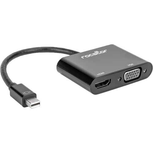 Rocstor Mini DisplayPort to HDMI 4K/30Hz or VGA Video Adapter Converter (Black)