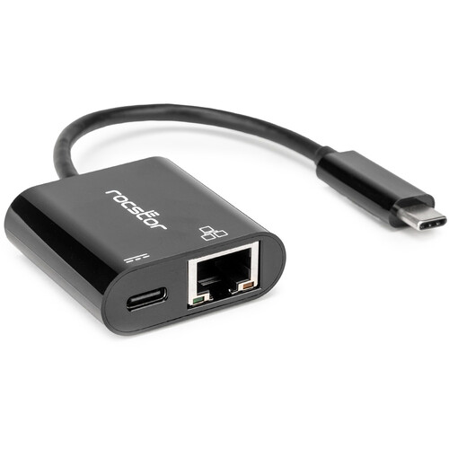 Rocstor USB-C to to Gigabit Ethernet Adapter with 100W USB-C Power Delivery (White)