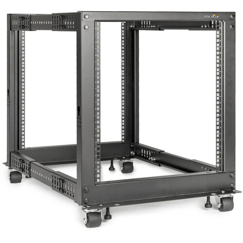 Rocstor SolidRack Open Frame 4-Post Adjustable Depth Rack (Black, 12 RU)