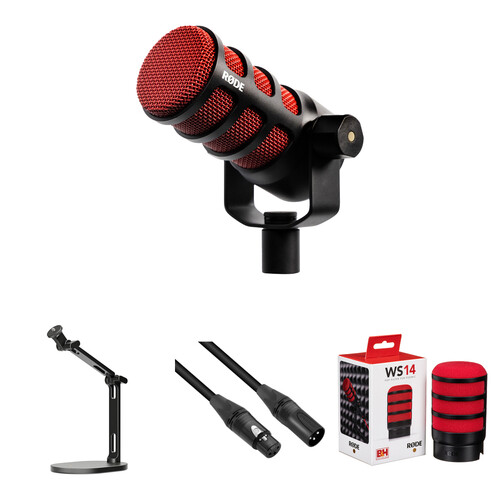 RODE PodMic 1-Person Podcasting Microphone Kit with Desktop Arm and XLR Cable (Red, Special 50th Anniversary Edition)